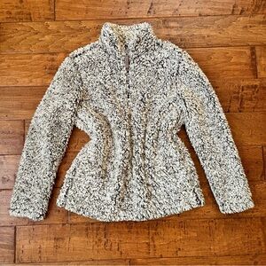 Weatherproof Sherpa-Lined Zip Jacket in Light Gray and Cream